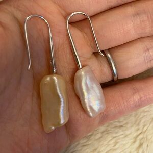 22mm freshwater baroque earring hook sterling